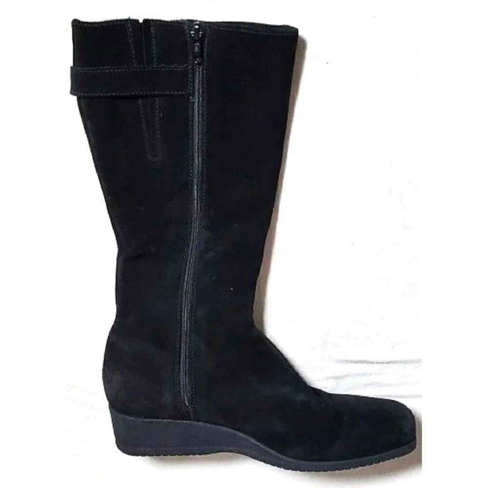La Canadienne Black Long Knee High Wedge Boots / booties Size Us 8M